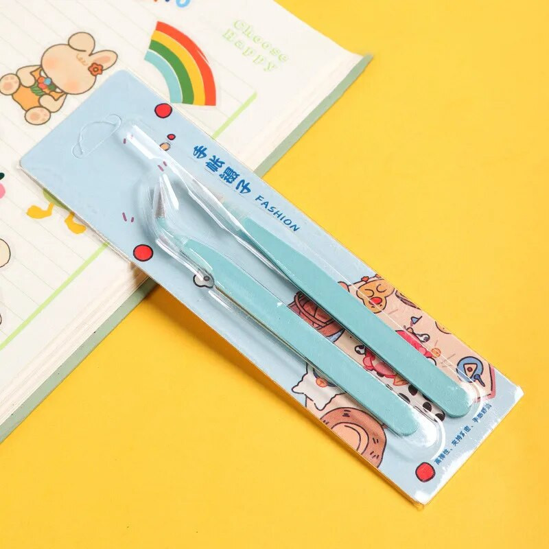 Nerūdijančio plieno spalvingi tiesūs lenkti pincetai rožiniai mėlyni purpuriniai 1,0 mm blakstienų pincetai nagų dailės cirkonio skynimo įrankis