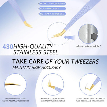 Tweezers Eyelash Extension Clip Ανοξείδωτο ατσάλι Αντιστατικό Superσκληρό Τσιμπιδάκι υψηλής ακρίβειας με ίνες Εργαλεία μακιγιάζ
