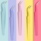 2Pcs pincete za nadogradnju trepavica Profesionalne precizne pincete za nadogradnju trepavica Set pojedinačnih pinceta za nadogradnju trepavica