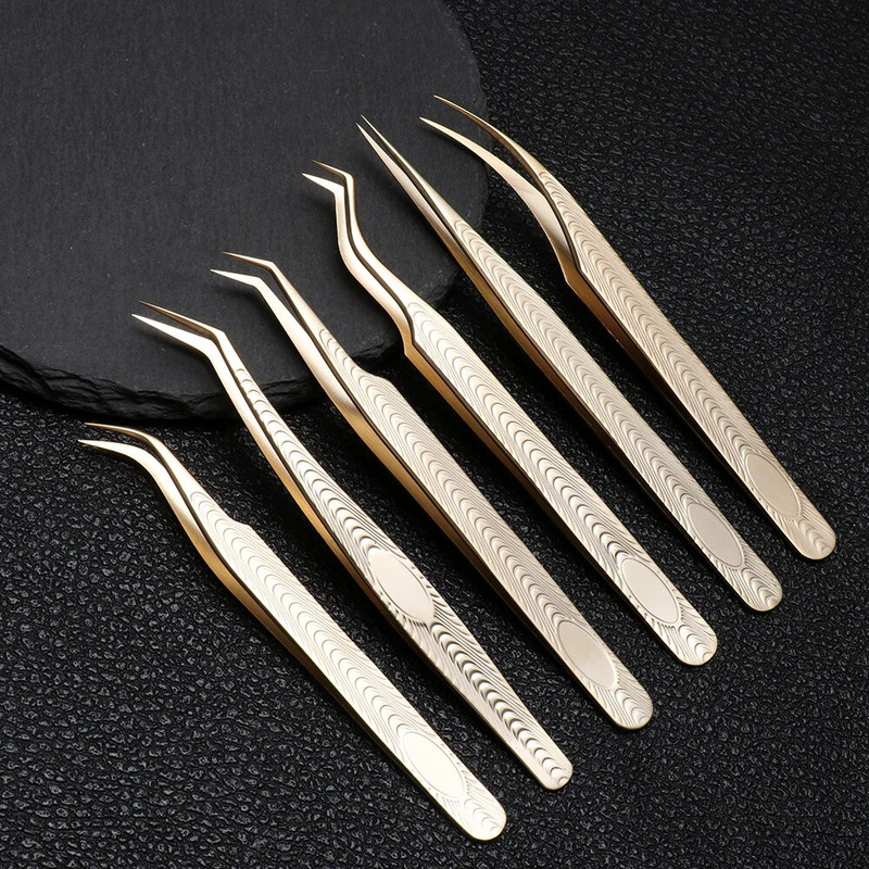 Nove pincete za proširenje trepavica od nehrđajućeg čelika Ravne zakrivljene pincete za volumen Višebojne dugine kopče za trepavice Alati za šminkanje očiju