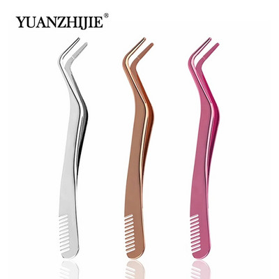 YUANZHIJIE Eyelashes Applicator Stainless Steel Eyelash Extension Curler Nipper Clip Clamp Makeup Tools Professional Tweezers