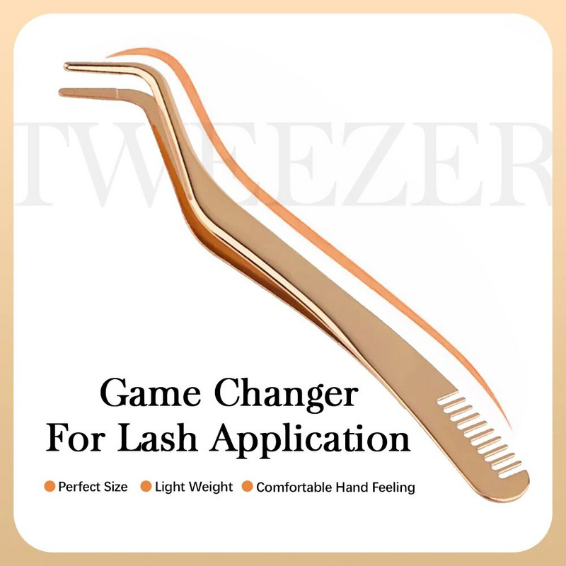 YUANZHIJIE Aplikator za trepavice Uvijač za ekstenzije trepavica od nehrđajućeg čelika Nipper Stezaljka Stezaljka Alati za šminkanje Profesionalne pincete