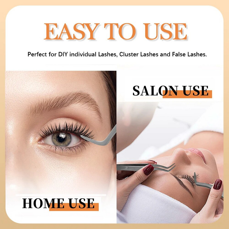 YUANZHIJIE Aplikator za trepavice Uvijač za ekstenzije trepavica od nehrđajućeg čelika Nipper Stezaljka Stezaljka Alati za šminkanje Profesionalne pincete