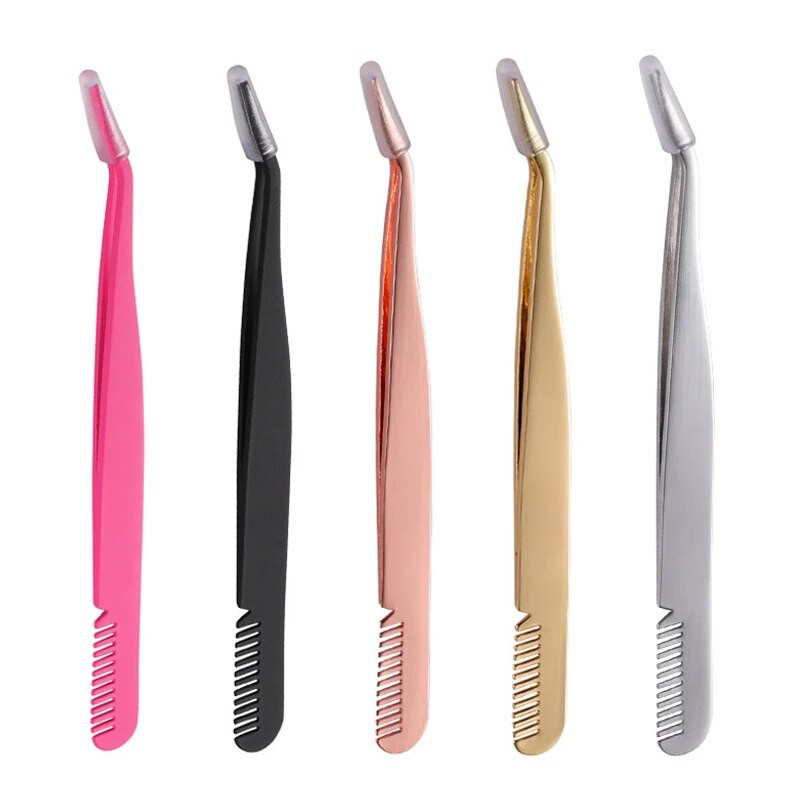 Pinceta za trepavice od nehrđajućeg čelika s češljem Šminka Volumen Ekstenzije trepavica Uvijač za umjetne trepavice Aplikator Kvačice Alati za uljepšavanje