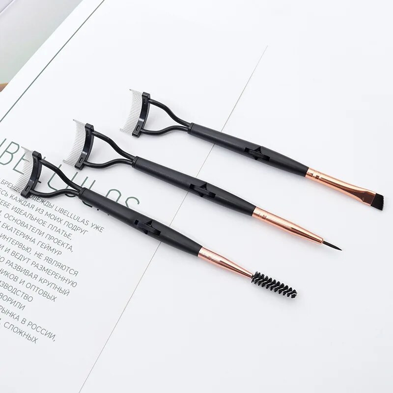 Uvijač za trepavice s dvostrukom glavom Beauty Makeup Lash Separator Sklopiva metalna četkica za trepavice Maskara Curl Beauty Makeup Kozmetički alat