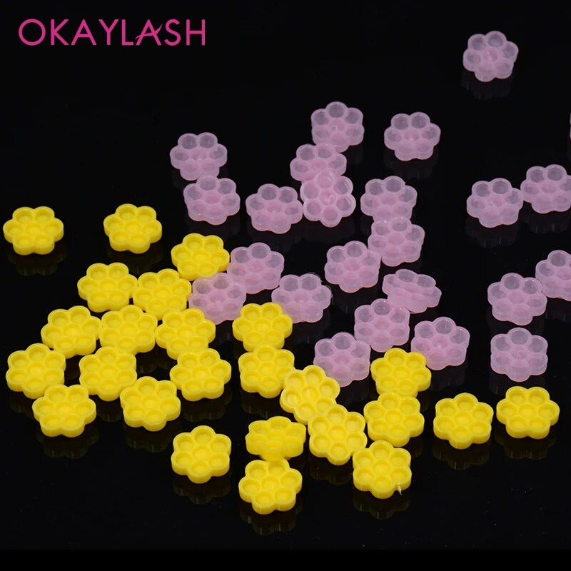 OKAYLASH Najnoviji 100PCS/Set Dječji ružičasti držač ljepila za trepavice Cjepljenje ekstenzija trepavica Cvjetno ljepilo Brtva Paletna čašica za odgodu