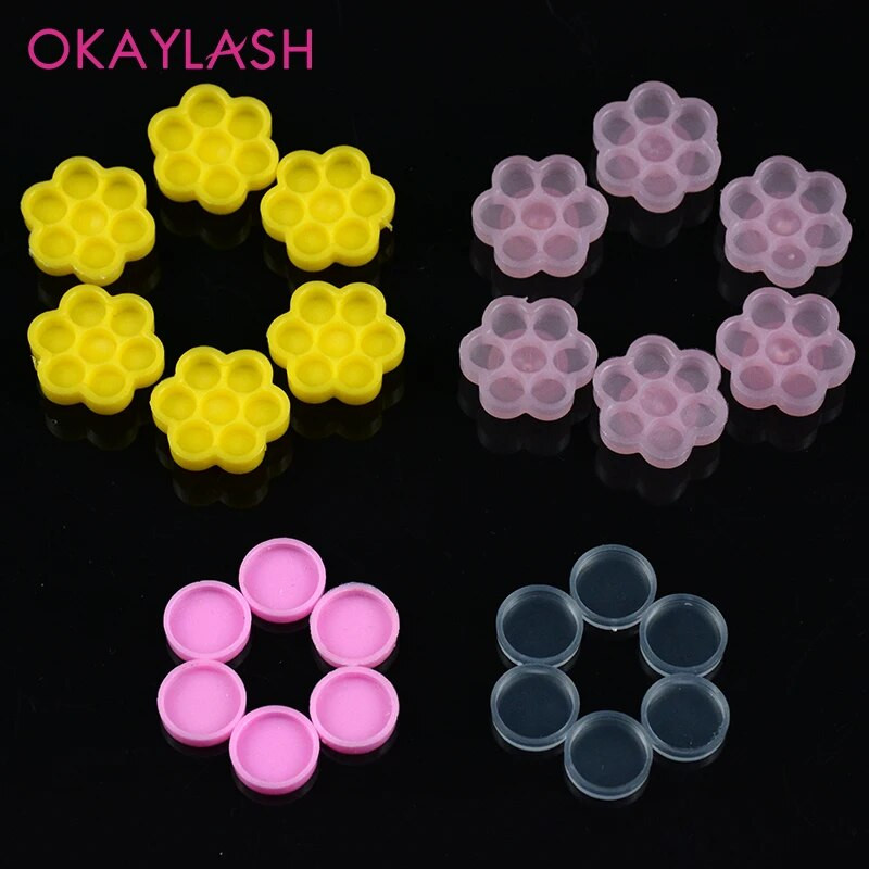 OKAYLASH Najnoviji 100PCS/Set Dječji ružičasti držač ljepila za trepavice Cjepljenje ekstenzija trepavica Cvjetno ljepilo Brtva Paletna čašica za odgodu