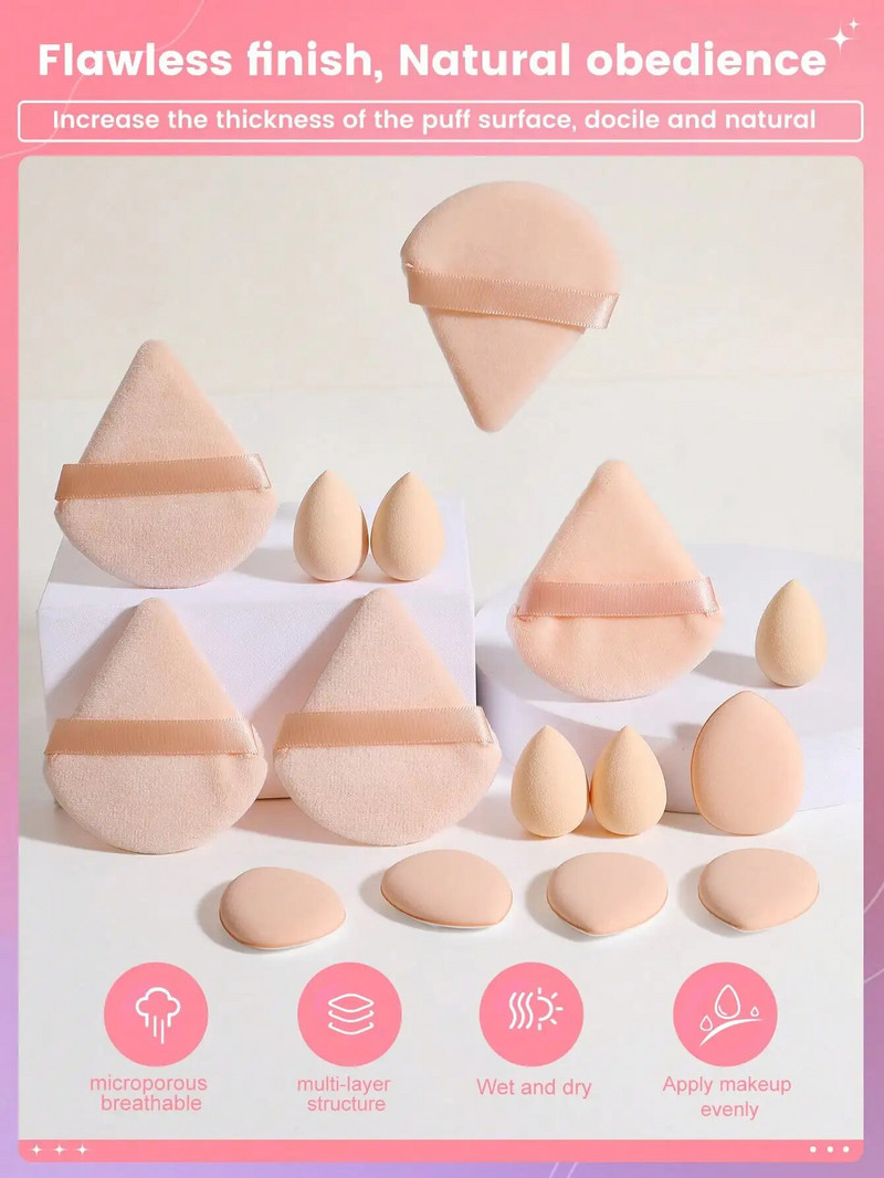 15Pcs Makeup Puff Wet and Dry Professionele Makeup Sponge Puff Cream Concealer Višenamjenski alat za šminkanje