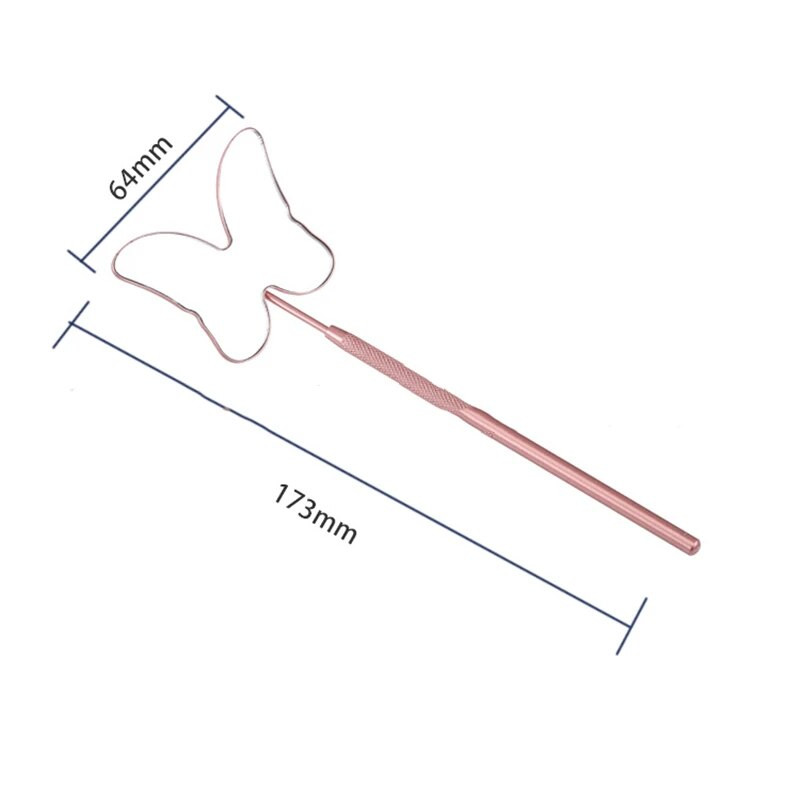 Ogledalo za trepavice u obliku leptira, veliko povećalo, ogledalo za šminkanje, duga ručka za provjeru ekstenzija umjetnih trepavica