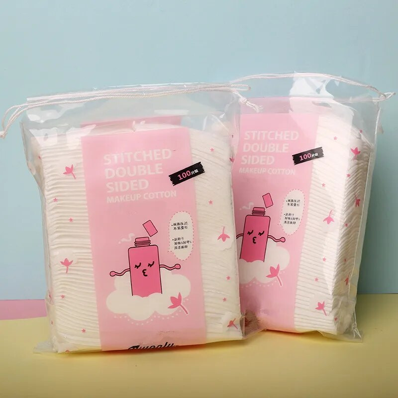 100 komada 3 sloja pamučnih jastučića za šminku s dvije strane Zapečaćeni pamučni puf Nail Art putni paket Kozmetika Uklonite pamučne jastučiće