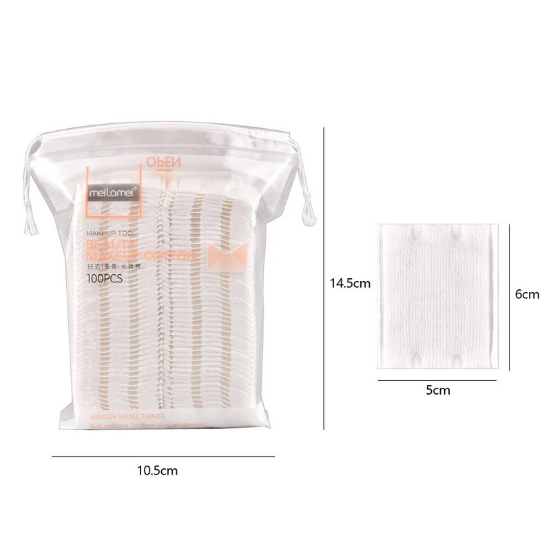 100 komada 3 sloja dvostrane pamučne jastučiće za šminku Zapečaćene pamučne puff Nail Art Putni paket Kozmetika Uklonite pamučne jastučiće s vrećicom