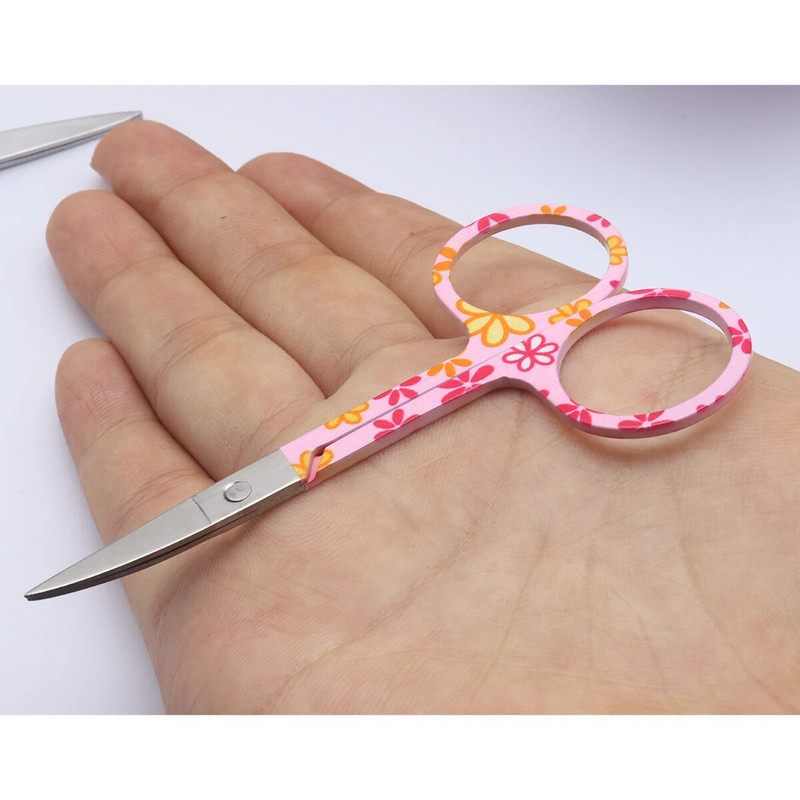 EasyNail 1 buc suprafață flori roz Cap drept Cuticulă profesională Manichiură Pedichiură Unghii Foarfece pentru sprâncene