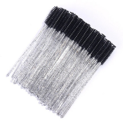 50PCS Crystal Stick Perii pentru gene Extensii pentru gene Rechizite Perie de machiaj Baghete de rimel de unică folosință Aplicator Lash Scrub