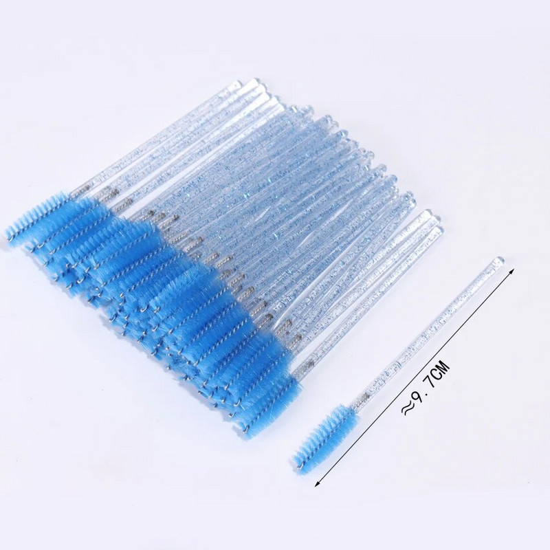 50PCS Crystal Stick Perii pentru gene Extensii pentru gene Rechizite Perie de machiaj Baghete de rimel de unică folosință Aplicator Lash Scrub