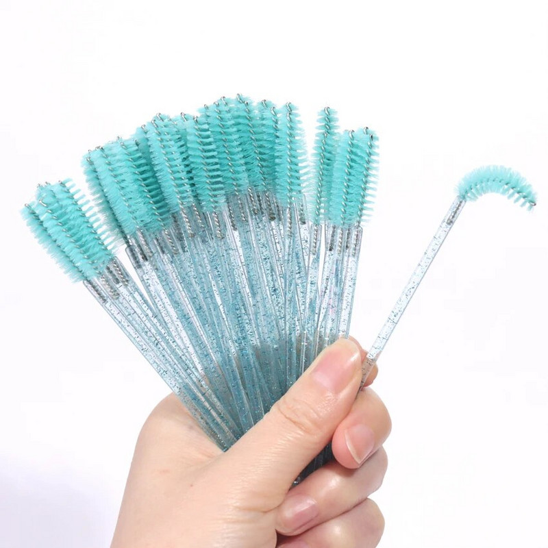 50PCS Crystal Stick Perii pentru gene Extensii pentru gene Rechizite Perie de machiaj Baghete de rimel de unică folosință Aplicator Lash Scrub