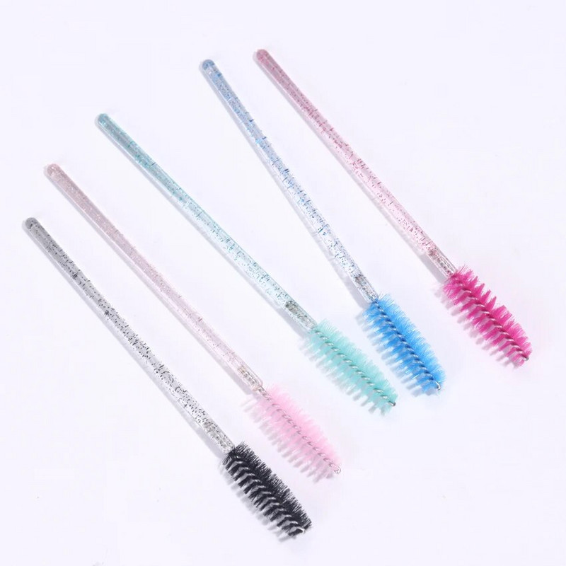 50PCS Crystal Stick Perii pentru gene Extensii pentru gene Rechizite Perie de machiaj Baghete de rimel de unică folosință Aplicator Lash Scrub