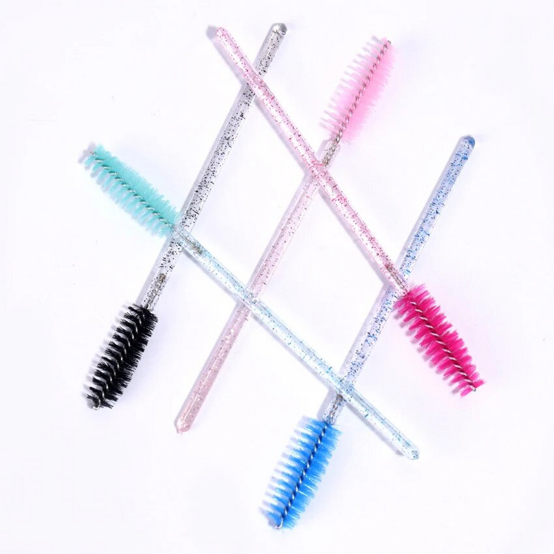 50PCS Crystal Stick Perii pentru gene Extensii pentru gene Rechizite Perie de machiaj Baghete de rimel de unică folosință Aplicator Lash Scrub