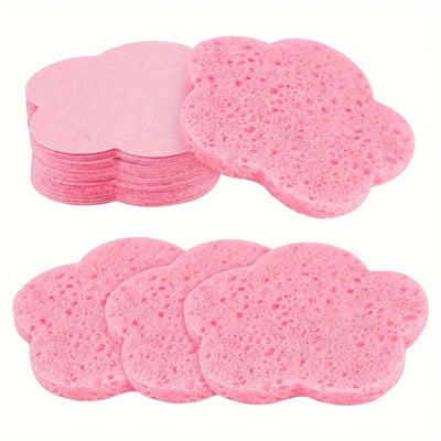 20pcs Flower Shape Facial Cleansing & Exfoliating Compressed Sponge, Suitable For Home Use Or Traveling