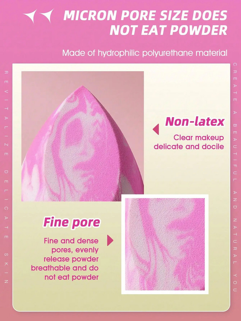 2 kom. spužvice za šminkanje, mramorna podloga u obliku kapi vode, korektor, spužvica, mješavina pudera, blender za šminku u prahu