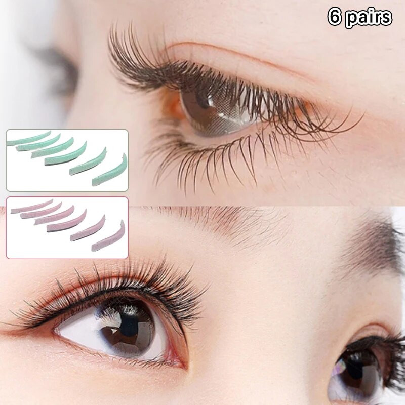 6 чифта/кутия Цветна силиконова подложка за къдрене на фалшиви мигли Подложки за повдигане на мигли Защитни подложки Аксесоари за извиване Инструмент за удължаване на мигли