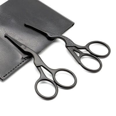 Черни ножици за коса в носа Кръгла глава от неръждаема стомана Тример за красота Тримери за коса в носа Преносими ергономични инструменти за подстригване на косми в носа