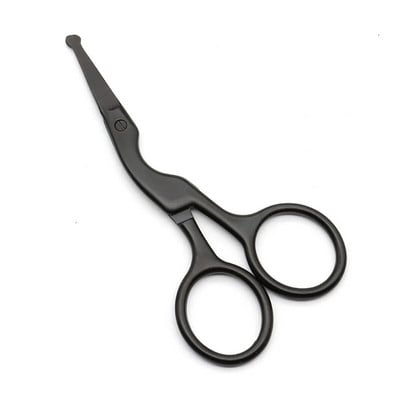 Черни ножици за коса в носа Кръгла глава от неръждаема стомана Тример за красота Тримери за коса в носа Преносими ергономични инструменти за подстригване на косми в носа