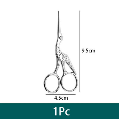 1 бр. Ножици за грим Винтидж шевни ножици във формата на щъркел Издръжливи ножици за красота от неръждаема стомана Ножици за кожички Тример Инструменти за грим