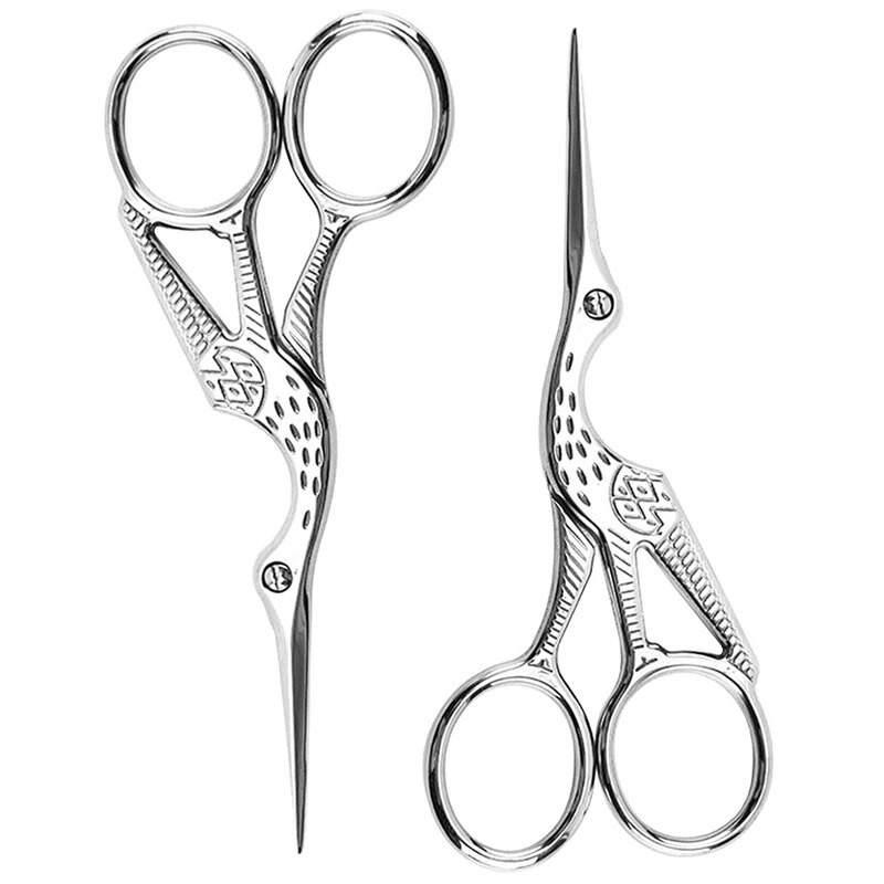 1 бр. Ножици за грим Винтидж шевни ножици във формата на щъркел Издръжливи ножици за красота от неръждаема стомана Ножици за кожички Тример Инструменти за грим
