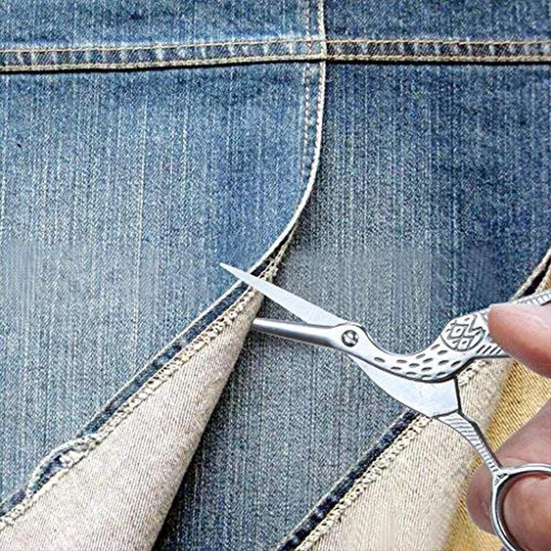 1 бр. Ножици за грим Винтидж шевни ножици във формата на щъркел Издръжливи ножици за красота от неръждаема стомана Ножици за кожички Тример Инструменти за грим