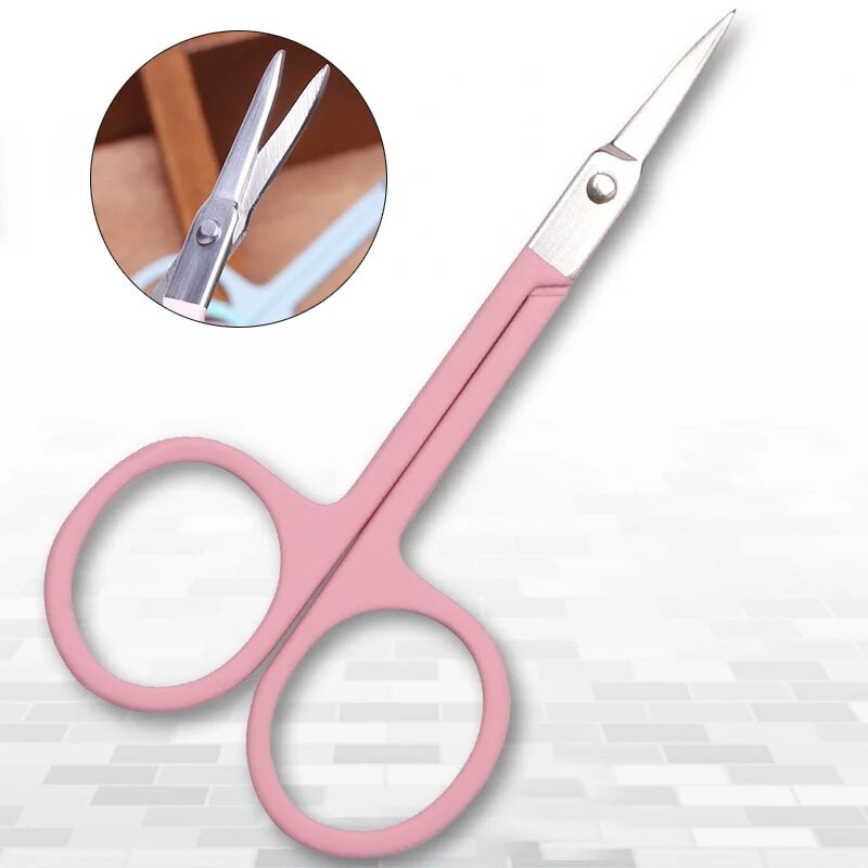 Ножици за красота Неръждаема стомана Вежди Нос Мигли Кутикула Ножици Извити педикюр Маникюр Тример Грим Инструмент за нокти