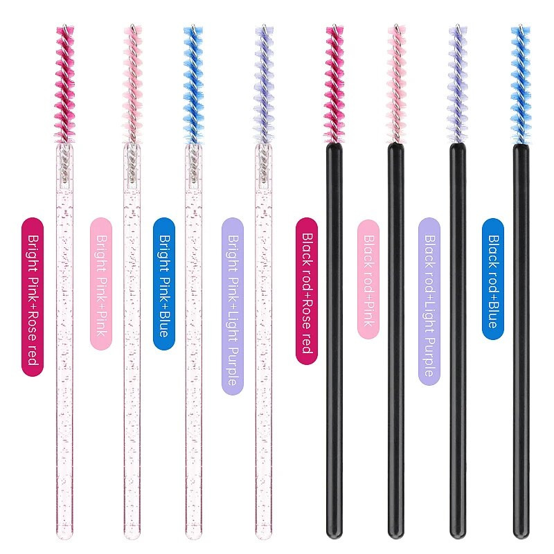 50 бр. Еднократна четка за мигли Кристална микрочетка за грим за вежди Диамантена дръжка Пръчка за спирала Апликатор Инструмент за удължаване на мигли