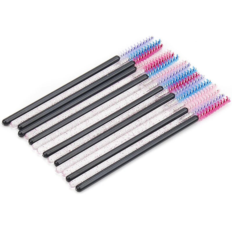 50 бр. Еднократна четка за мигли Кристална микрочетка за грим за вежди Диамантена дръжка Пръчка за спирала Апликатор Инструмент за удължаване на мигли