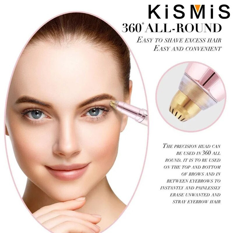 KISMIS USB акумулаторна мини безболезнена електрическа машинка за подстригване на вежди Обезкосмяване на лицето Самобръсначка Епилатор Писалка Комплект за жени