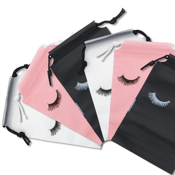 10 τμχ Τσάντες αποθήκευσης βλεφαρίδων με κορδόνι αδιάβροχες πλαστικές τσάντες συσκευασίας ταξιδιού EVA Φορητή θήκη καλλυντικών μακιγιάζ