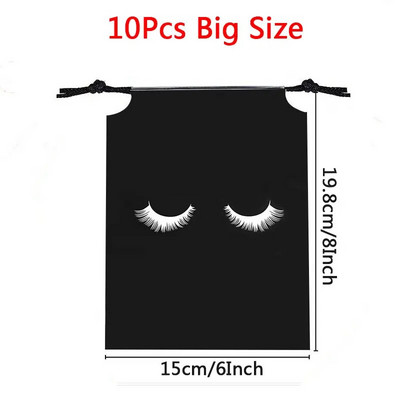 10 бр. Чанти за съхранение на мигли за последваща грижа с шнур Водоустойчиви EVA пластмасови опаковъчни чанти за пътуване Преносима козметична торбичка за грим