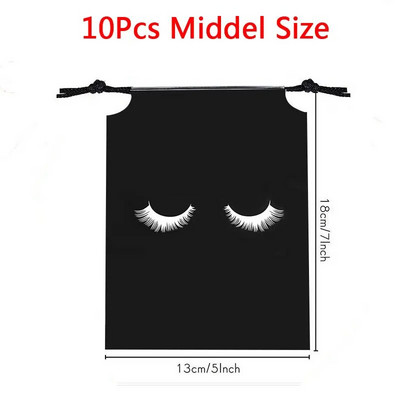 10 бр. Чанти за съхранение на мигли за последваща грижа с шнур Водоустойчиви EVA пластмасови опаковъчни чанти за пътуване Преносима козметична торбичка за грим