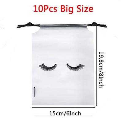 10 бр. Чанти за съхранение на мигли за последваща грижа с шнур Водоустойчиви EVA пластмасови опаковъчни чанти за пътуване Преносима козметична торбичка за грим