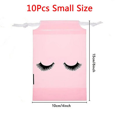 10 бр. Чанти за съхранение на мигли за последваща грижа с шнур Водоустойчиви EVA пластмасови опаковъчни чанти за пътуване Преносима козметична торбичка за грим