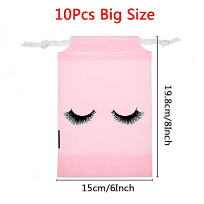 10 бр. Чанти за съхранение на мигли за последваща грижа с шнур Водоустойчиви EVA пластмасови опаковъчни чанти за пътуване Преносима козметична торбичка за грим