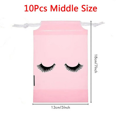 10 бр. Чанти за съхранение на мигли за последваща грижа с шнур Водоустойчиви EVA пластмасови опаковъчни чанти за пътуване Преносима козметична торбичка за грим