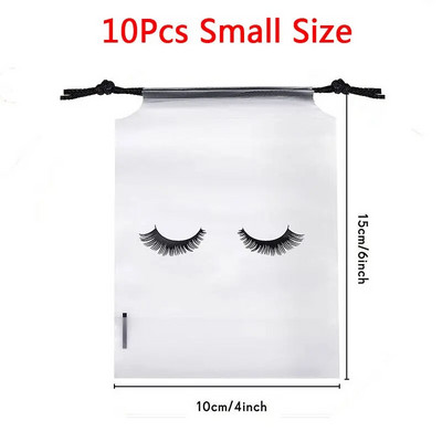 10 бр. Чанти за съхранение на мигли за последваща грижа с шнур Водоустойчиви EVA пластмасови опаковъчни чанти за пътуване Преносима козметична торбичка за грим