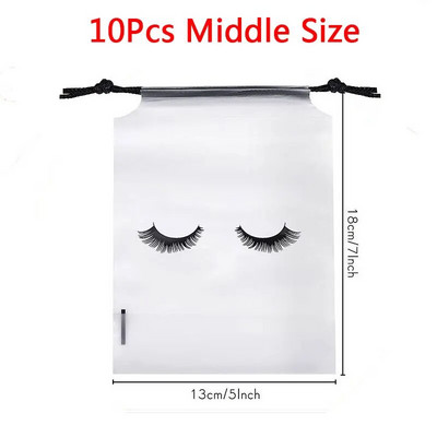 10 бр. Чанти за съхранение на мигли за последваща грижа с шнур Водоустойчиви EVA пластмасови опаковъчни чанти за пътуване Преносима козметична торбичка за грим