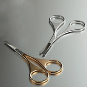 Кръгла глава Мини преносим извити мустаци Нос Ухо Премахване на косми Ножица Маникюр Подстригване на лицето Пинсета Грим Инструмент за красота