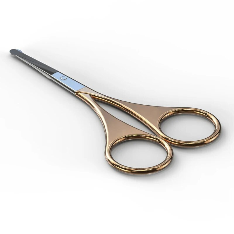 Кръгла глава Мини преносим извити мустаци Нос Ухо Премахване на косми Ножица Маникюр Подстригване на лицето Пинсета Грим Инструмент за красота