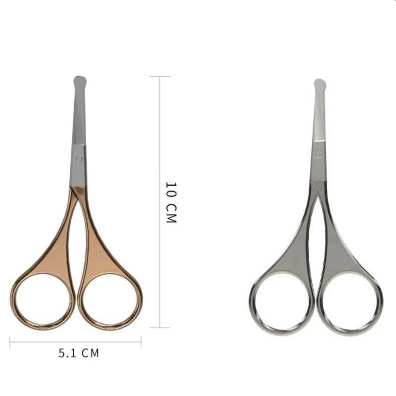 Кръгла глава Мини преносим извити мустаци Нос Ухо Премахване на косми Ножица Маникюр Подстригване на лицето Пинсета Грим Инструмент за красота