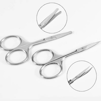 Извито острие Ножица за нокти Маникюр Средство за премахване на кожички Кръгъл Професионален нос Вежди Брада Тример за мигли Подстригване