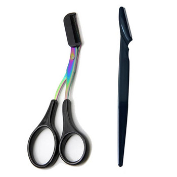 Нож за подстригване на вежди Безопасни ножици против надраскване Инструмент за бръснене на вежди за мъже и жени Комплект инструменти за красота за начинаещи Бръснач за вежди