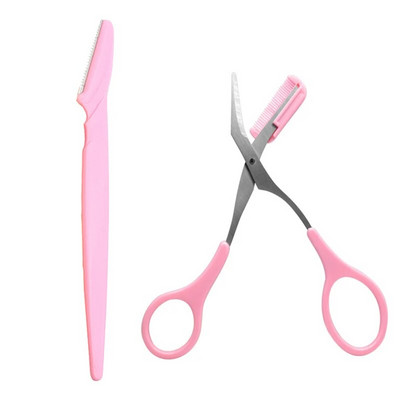 Нож за подстригване на вежди Безопасни ножици против надраскване Инструмент за бръснене на вежди за мъже и жени Комплект инструменти за красота за начинаещи Бръснач за вежди