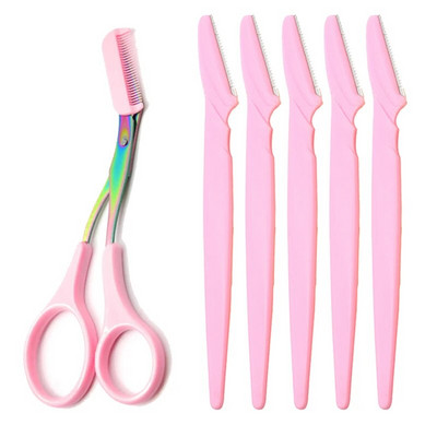 Нож за подстригване на вежди Безопасни ножици против надраскване Инструмент за бръснене на вежди за мъже и жени Комплект инструменти за красота за начинаещи Бръснач за вежди