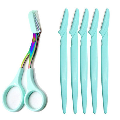 Нож за подстригване на вежди Безопасни ножици против надраскване Инструмент за бръснене на вежди за мъже и жени Комплект инструменти за красота за начинаещи Бръснач за вежди